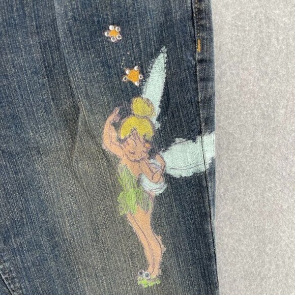 Disney Store Jeans‎ Womens 8 Cotton Blue Tinkerbell High Waist Straight Leg - Picture 3 of 8